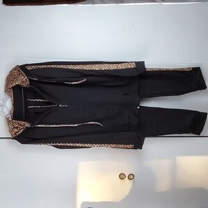 Womens Animal Print Soft & Silky Lounge wear Set  Leopard Athleisure Sz.XL New!